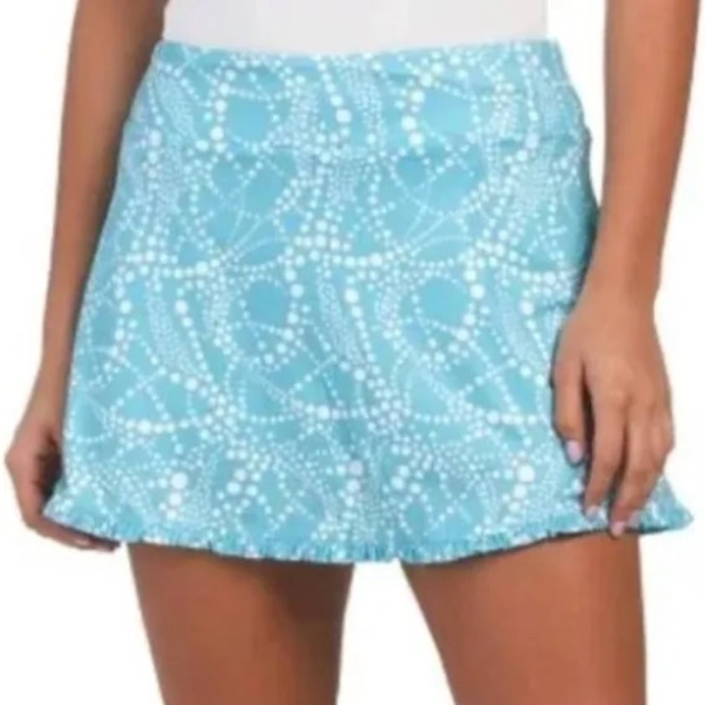 Gottex Lifestyle Jane Athletic Golf & Tennis Aqua Drops Skirt Shorts Size XL